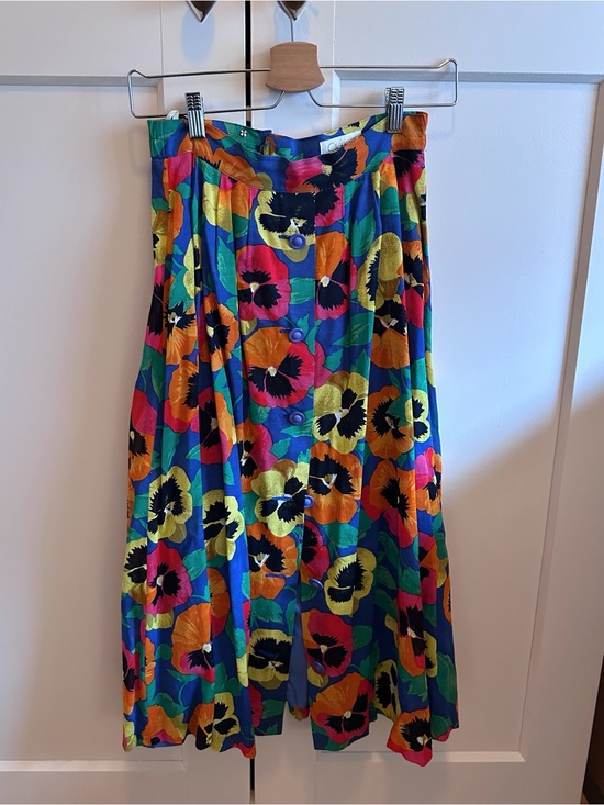 Vintage Dresses & Skirts - Vintage pansy print midi skirt